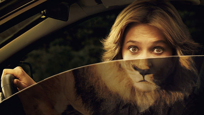 Half lion Half Woman, eyes, woman, lion, car, HD wallpaper