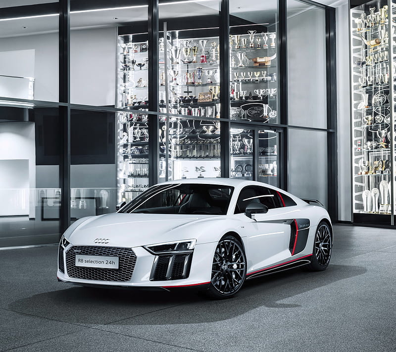 Audi, germany, r8, red, supercar, trophies, white, HD wallpaper