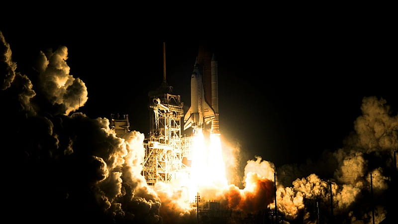 Rocket with Shuttle Blast-Off, technology, entertainment, people, HD wallpaper