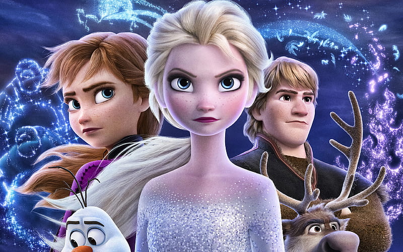 Frozen 2, 2019, Elsa poster, promotional materials, Olaf, Anna, Walt Disney, HD wallpaper