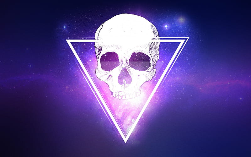 Skull Triangle 3d, skull, triangle, 3d, digital-art, HD wallpaper