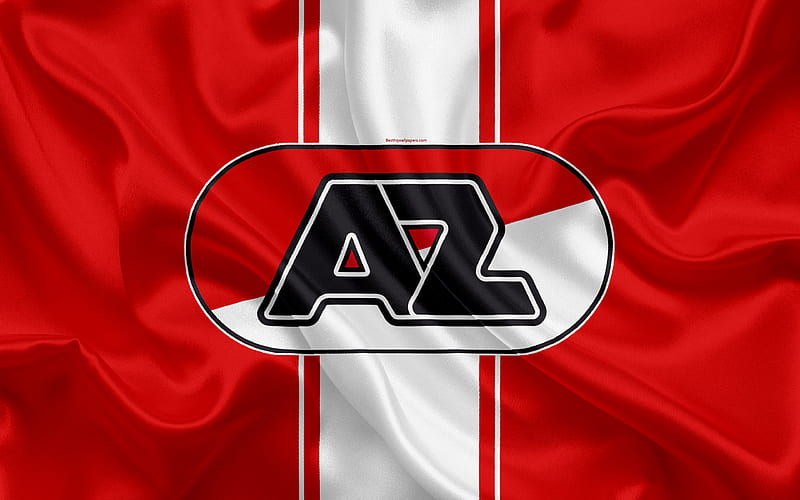 AZ Alkmaar Dutch football club, logo, AZ Alkmaar emblem, Eredivisie, Dutch football championship, Alkmaar, Netherlands, silk texture, HD wallpaper