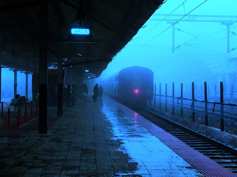 Winter, indian railways, platform, rail, railway station, scenes, train, travel, HD wallpaper