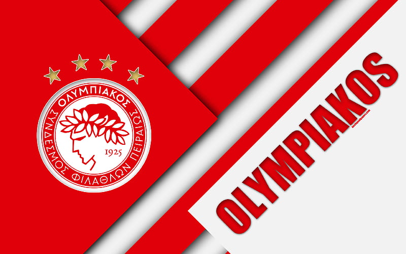 Olympiacos FC, Piraeus white red abstraction, Olympiacos logo, material ...