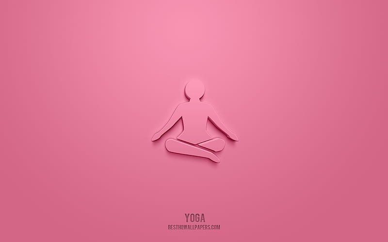 Yoga 3d icon, pink background, 3d symbols, Yoga, Health icons, 3d icons, Yoga sign, Health 3d icons, HD wallpaper
