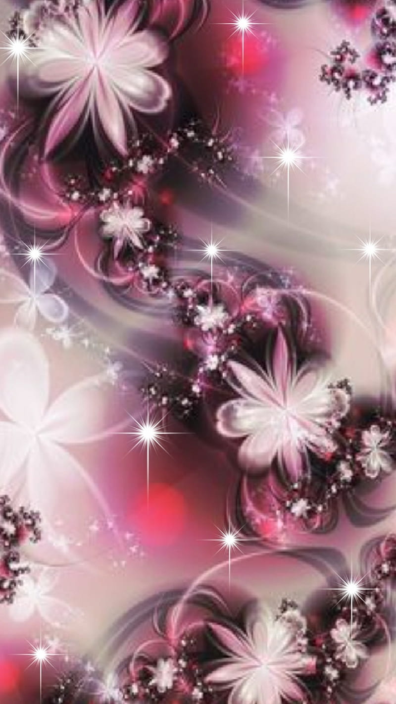Pink Galaxy, background, desenho, flowers, galaxy, pink, space, stars, HD phone wallpaper