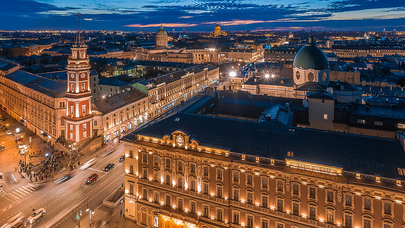 Night Russia Architecture Building Saint Petersburg Travel, HD wallpaper