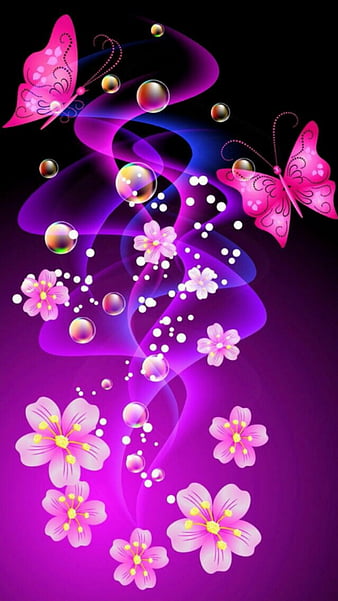 pink butterflies, HD phone wallpaper