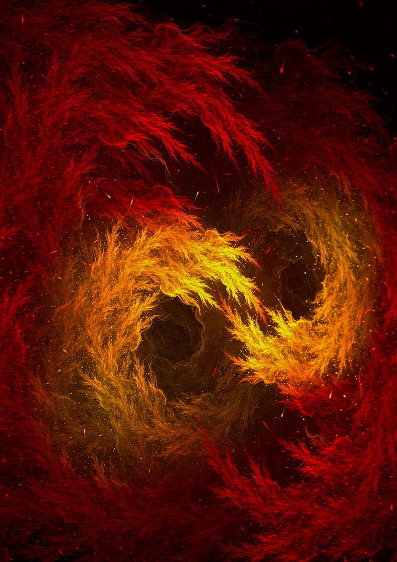 fractal, patterns, fiery, red, HD phone wallpaper