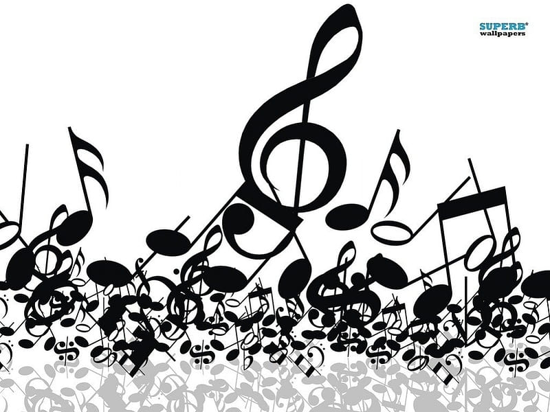 Music Notes, art, notes, large, music, black, pile, small, HD wallpaper