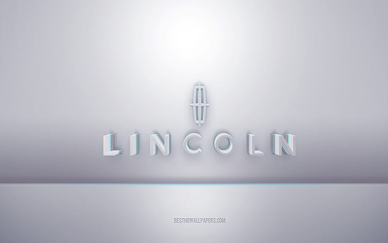 Lincoln 3d white logo, gray background, Lincoln logo, creative 3d art, Lincoln, 3d emblem, HD wallpaper