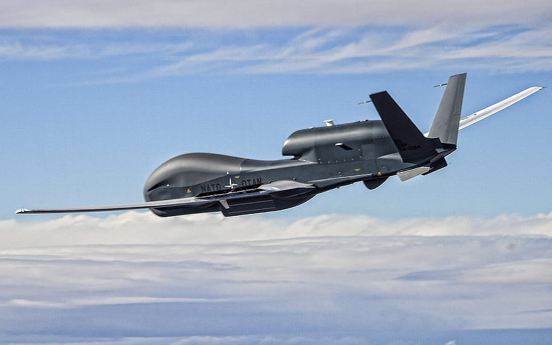 Northrop Grumman RQ-4 Global Hawk, Unmanned aerial vehicle, NATO, American strategic reconnaissance UAV, US Air Force, USA, HD wallpaper
