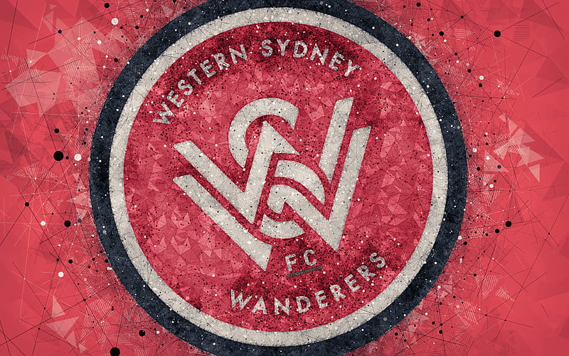 Western Sydney Wanderers FC logo, geometric art, Australian football club, red background, A-League, Sydney, Australia, football, HD wallpaper