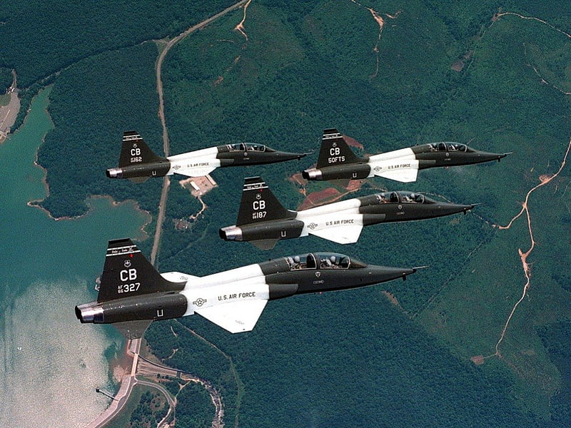 USAF T-38 Talon Trainers in Four, trainers, usaf, plane, air, HD wallpaper