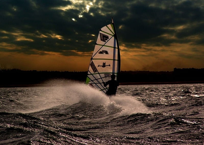 Windsurfing, nature, ocean, HD wallpaper