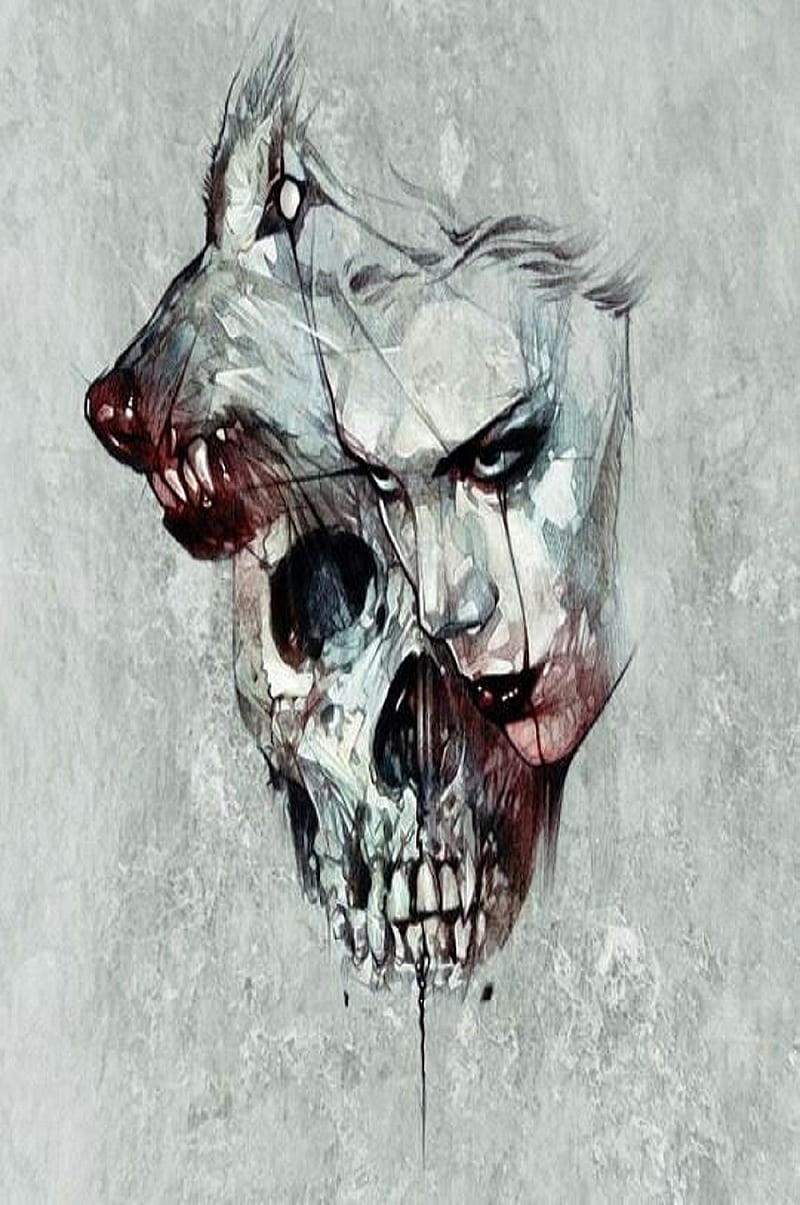 queen of wolfs, pack, skull, wolf, HD phone wallpaper