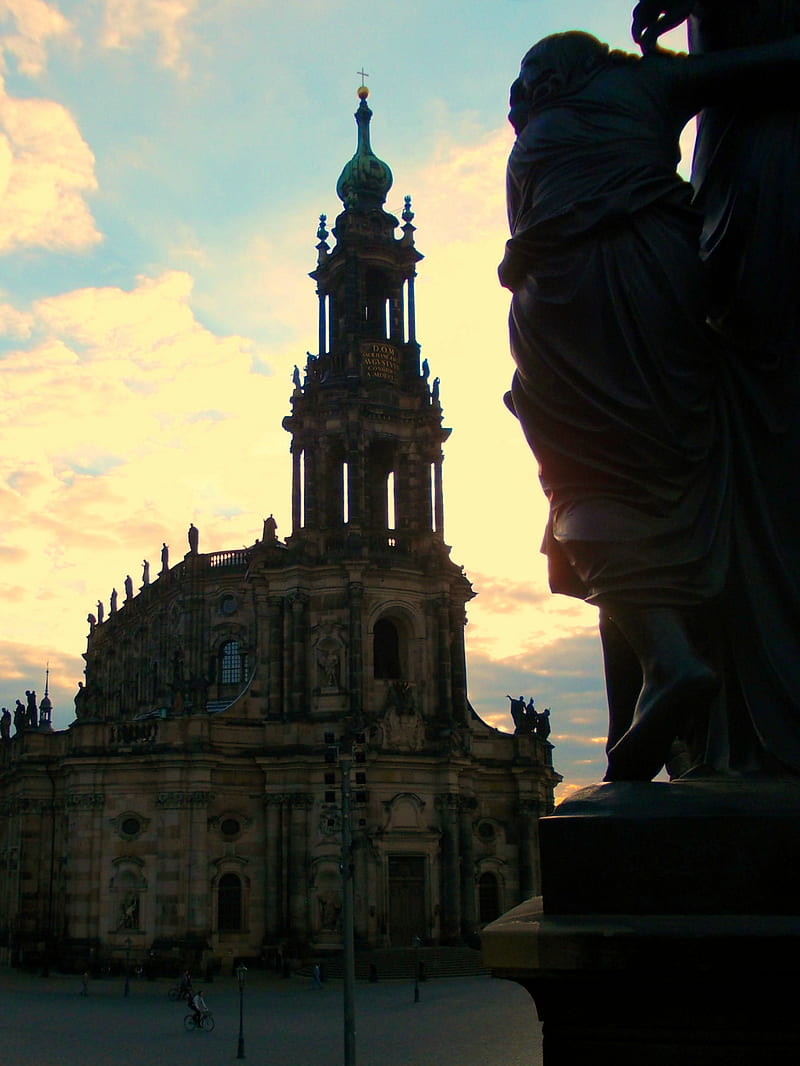 building, cityscape, sculpture, church, Dresden, Germany, HD phone wallpaper