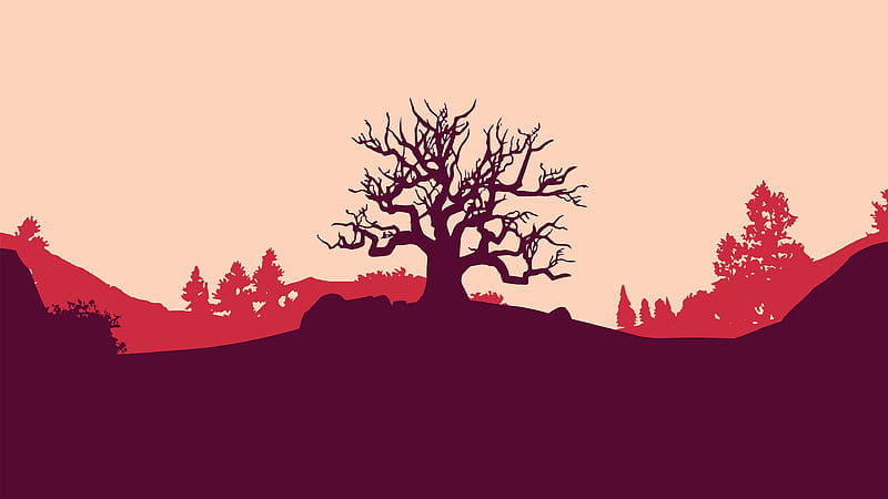 Tree, vector, art, hill, landscape, HD wallpaper | Peakpx