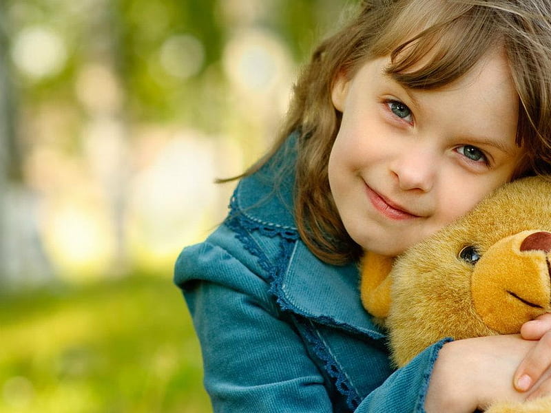 Cute girl, bear, child, girl, teddy, HD wallpaper | Peakpx