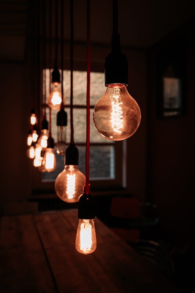light bulbs, light, electricity, interior, loft, HD phone wallpaper