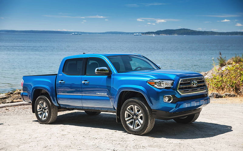 Toyota Tacoma, 2019 new blue pickup, exterior, front view, new blue Tacoma, American cars, Toyota, HD wallpaper