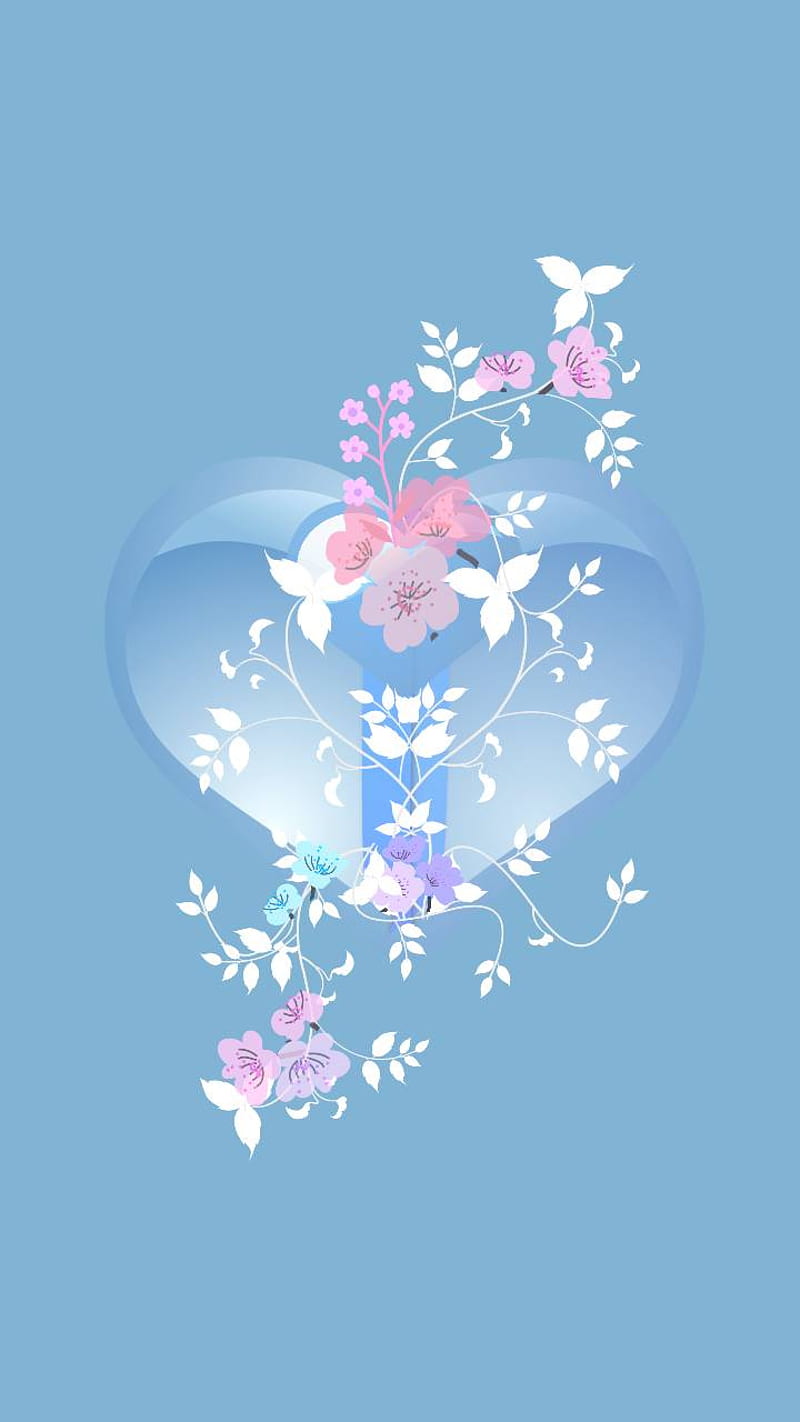 Blue heart flower, desenho, corazones, HD phone wallpaper