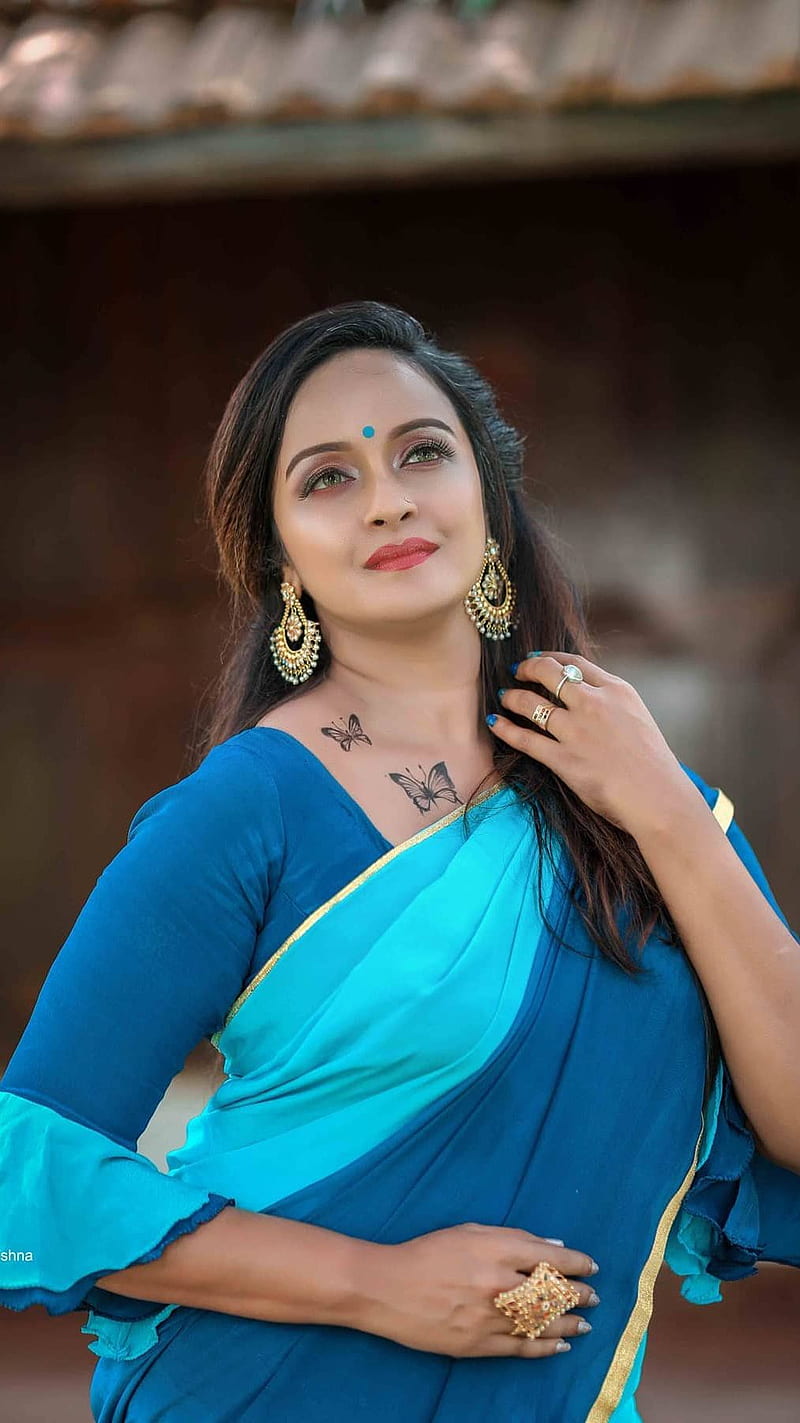Shalu Menon , mallu actress, saree lover, HD phone wallpaper