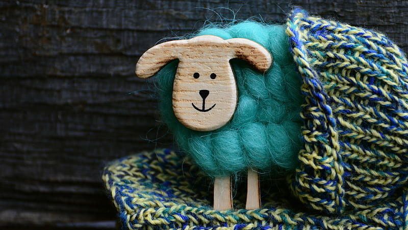 :), sheep, cute, hand made, blue, oaie, HD wallpaper