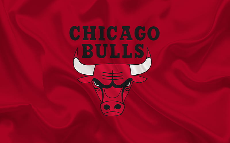 Chicago Bulls, NBA, USA, basketball, basketball club, Chicago Bulls emblem, red silk, HD wallpaper