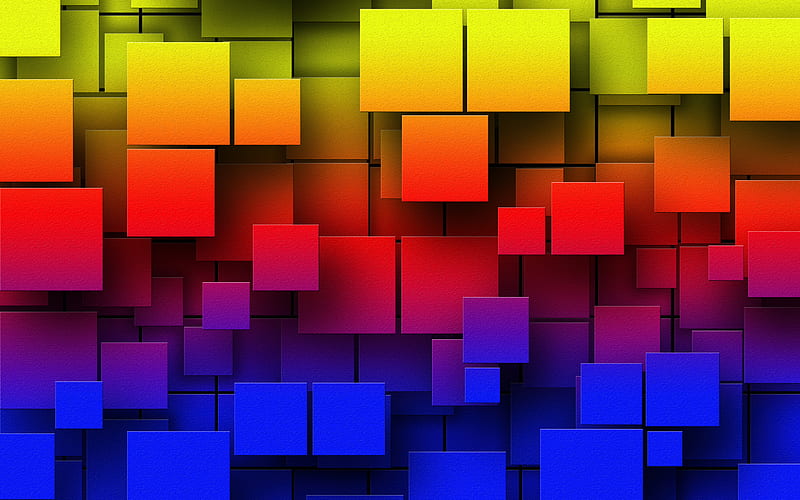 colorful cubes, creative, 3D cubes texture, rainbow backgrounds, colorful backgrounds, square textures, abstract backgrounds, HD wallpaper