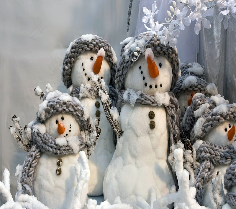 Snowmen, christmas, HD wallpaper