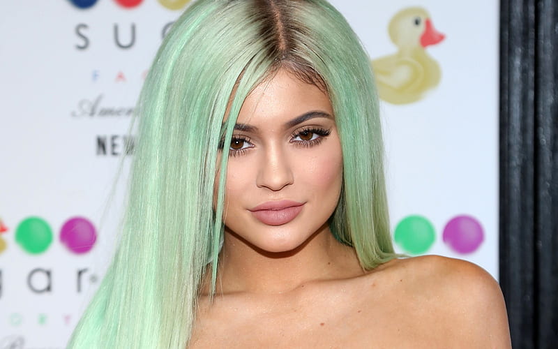 Hollywood, Kylie Jenner, 2017, beauty, green hair, HD wallpaper