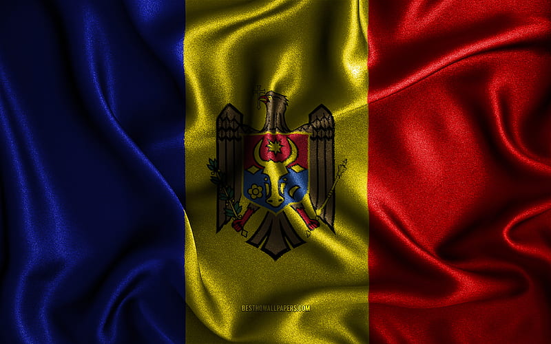 Moldovan flag silk wavy flags, European countries, national symbols, Flag of Moldova, fabric flags, Moldova flag, 3D art, Moldova, Europe, Moldova 3D flag, HD wallpaper
