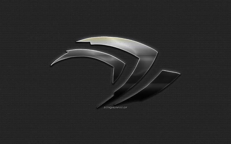 Nvidia, creative metal logo, emblem, metal mesh background, stylish art, Nvidia logo, HD wallpaper