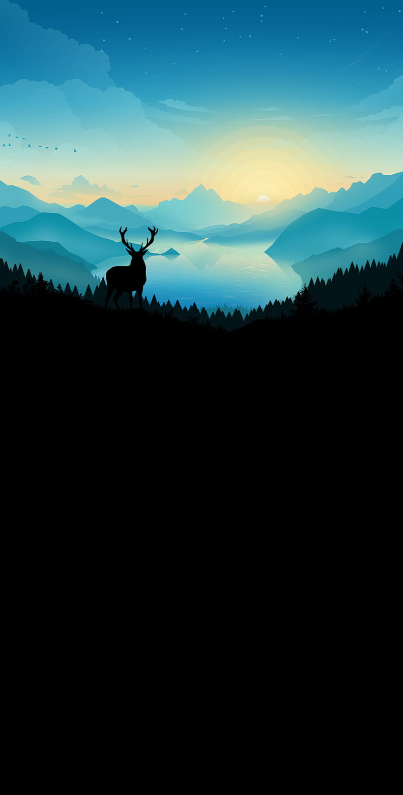 Minimal-illustration, elk, morning, sunsets, HD phone wallpaper
