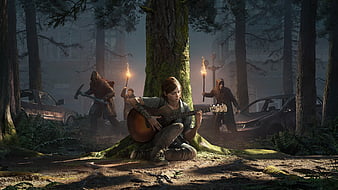 the last of us 2, ellie, guitar, instrument, torches, Games, HD wallpaper