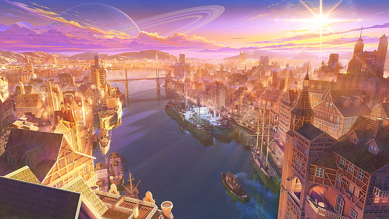 Anime City Sunset HD wallpaper  Peakpx