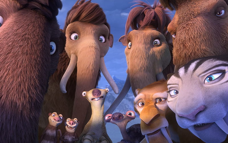 Ice Age 5, 2016, Collision Course, marsupial, Queen Latifah, mammoth, saber-toothed tiger, HD wallpaper