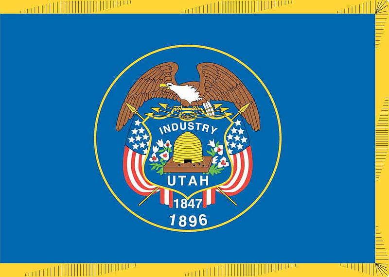 UTAH STATE FLAG, symbol, yellow, state, american, flag, blue, HD wallpaper