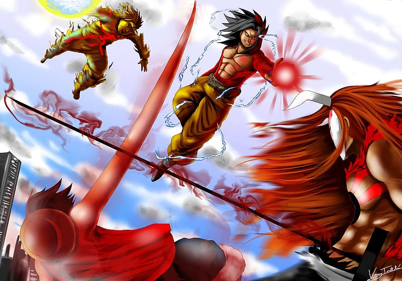 Awakened Lucci vs Vasto Lorde Ichigo and 6 Tailed Naruto - Battles