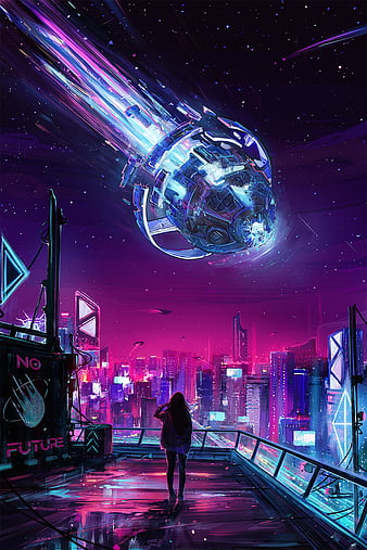 Cyberpunk Sci-Fi City 4K Wallpaper iPhone HD Phone #3371m