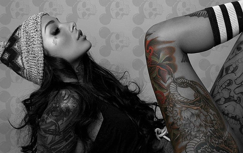 Tattoo Girl, beauty, woman, girl, tattoo, HD wallpaper