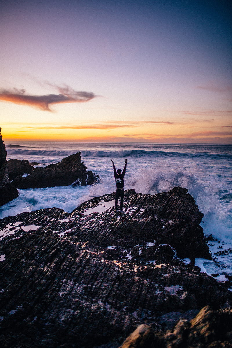 wave, surf, solitude, rocks, HD phone wallpaper