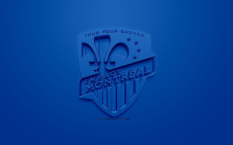 Montreal Impact, creative 3D logo, blue background, 3d emblem, Canadian soccer club, MLS, Montreal, Quebec, Canada, USA, Major League Soccer, 3d art, football, stylish 3d logo, soccer, FC Montreal, HD wallpaper