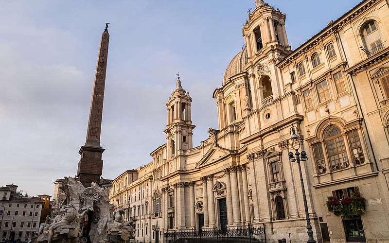 Rome, Piazza Navona, Fountain four rivers, Italy, Rome landmarks, HD wallpaper