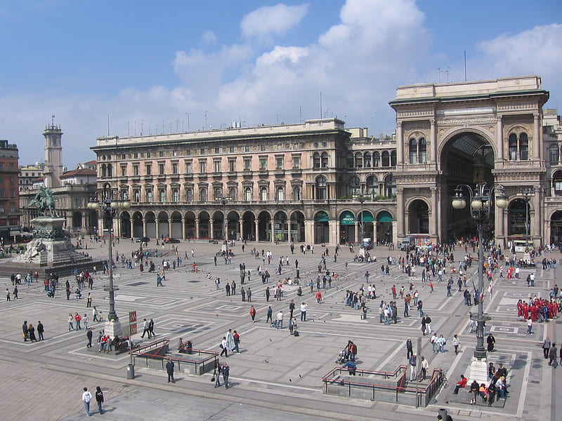 Piazza del Duomo, piazza, milan, duomo, HD wallpaper