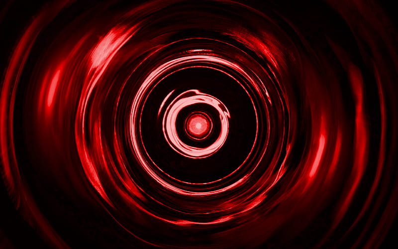 red spiral background red vortex, spiral textures, 3D art, red waves background, wavy textures, red backgrounds, HD wallpaper