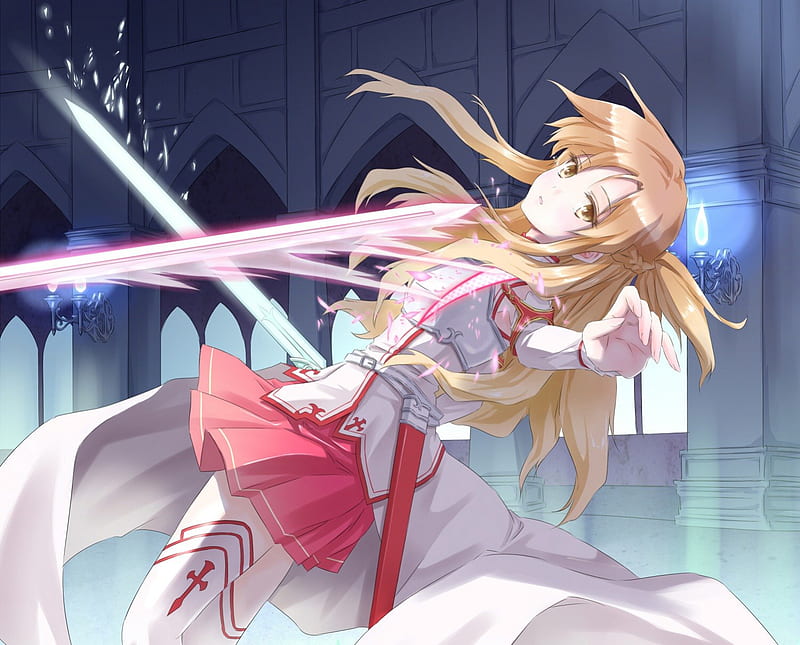 Download Anime Waifu Sword Art Online Asuna With Sword Wallpaper