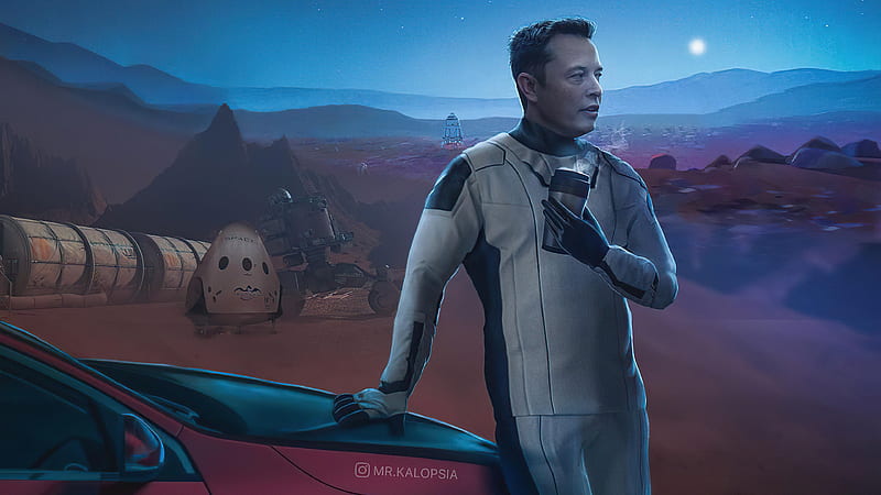 Elonmusk Mars Space X, elon-musk, space-x, artist, artwork, digital-art, HD wallpaper