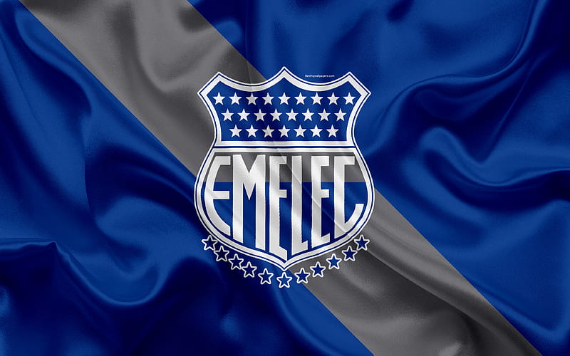 CS Emelec Ecuadorian football club, silk texture, logo, blue flag, emblem, Ecuadorian Serie A, Guayaquil, Ecuador, football, Primera A, HD wallpaper